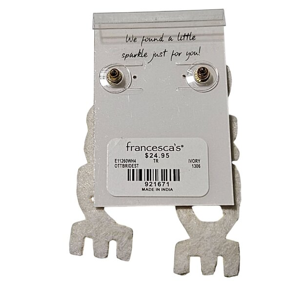 Francescas Statement Bride Earrings Beaded Letters Faux Pearl Bachelorette Party - Picture 5 of 6